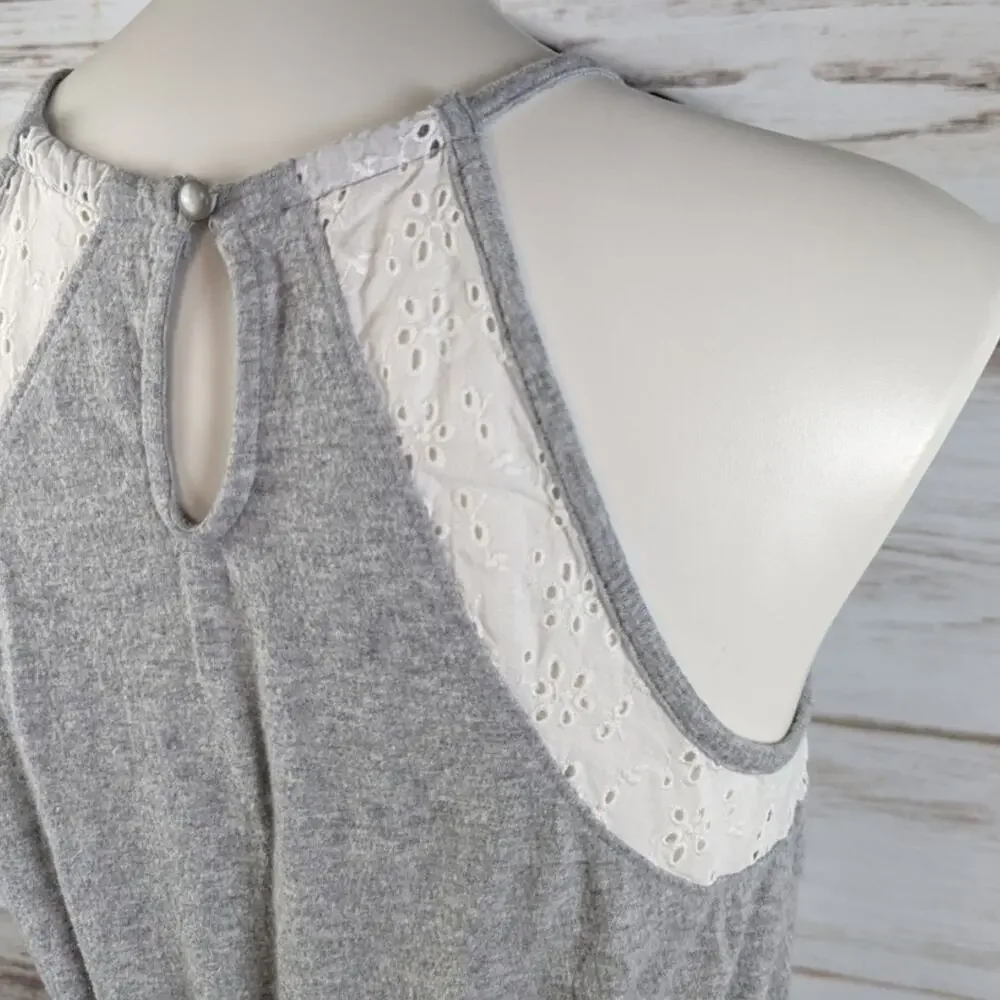 So Juniors Eyelet Lace Gray Sundress Halter Sz XXL 16